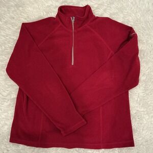 LL Bean Womens Red Fleece 1/4 Zip Pullover M REG Casual Outdoor Layering